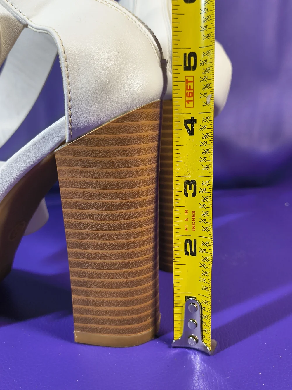 Charlotte Russe CARDI Retro Sandal Size 8 White Strappy Block Heel Buckle.